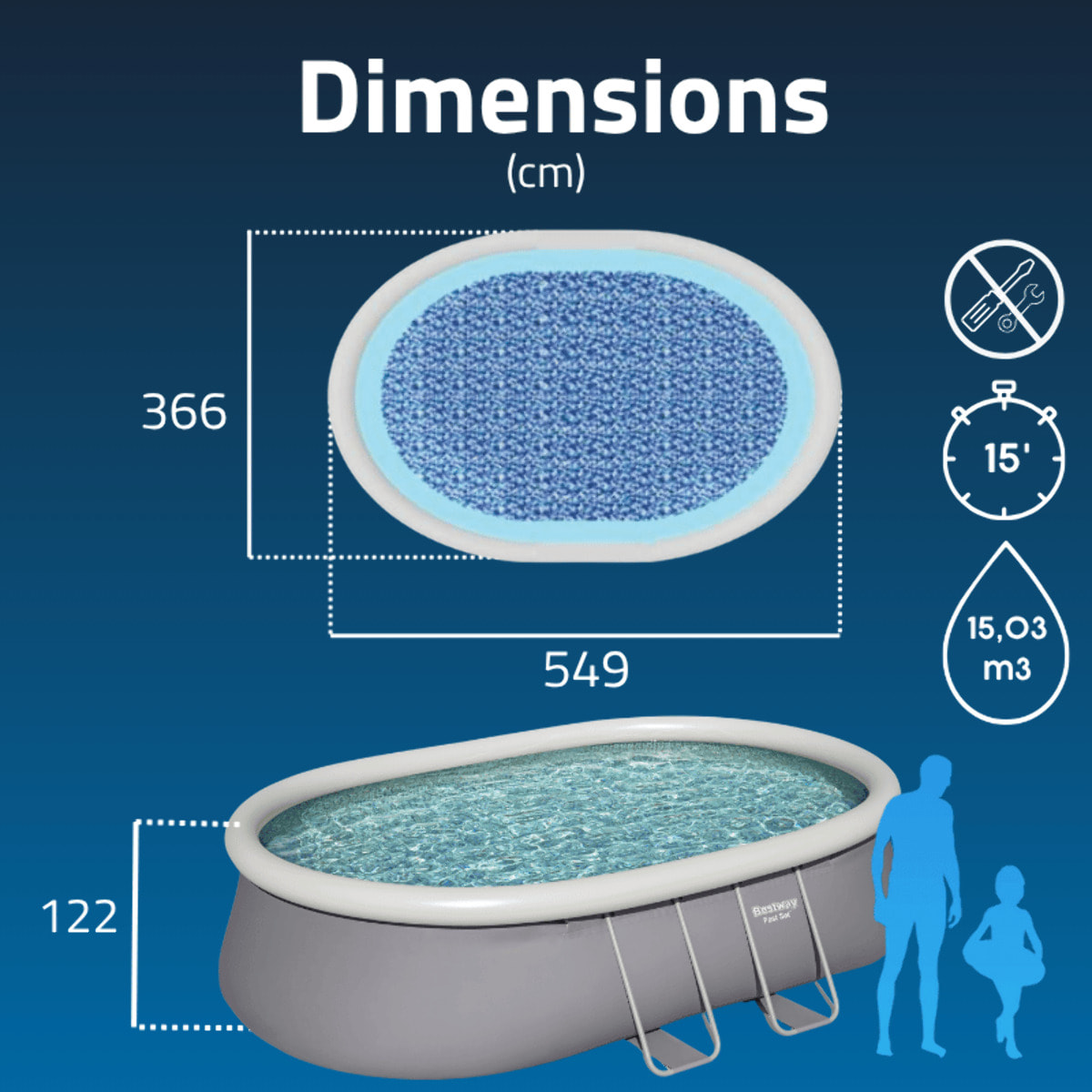Bestway Piscine gonflable ovale Bestway Fast Set 549 x 366 x 122 cm grise
