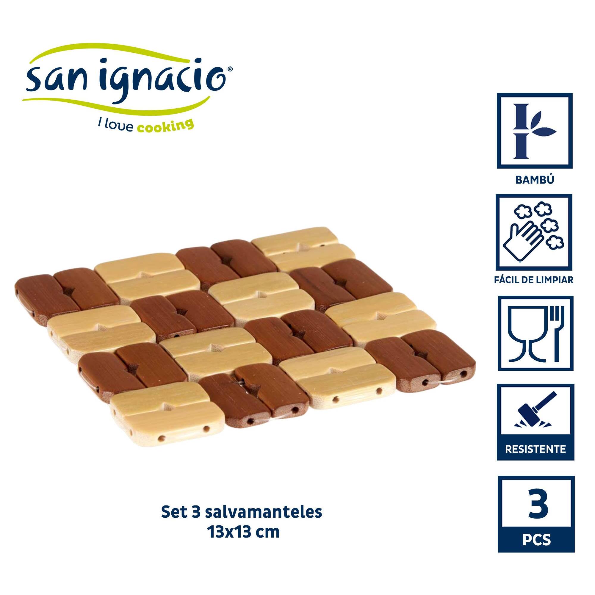 Set 3 salvamanteles bambu cuadrado colección kinvara