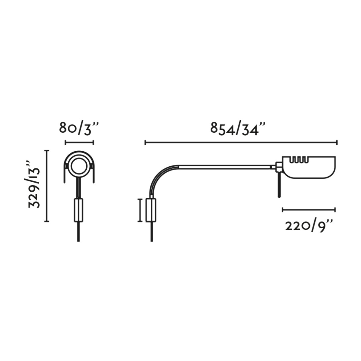 MARTINICA XL Lampada da parete braccio a parete nera