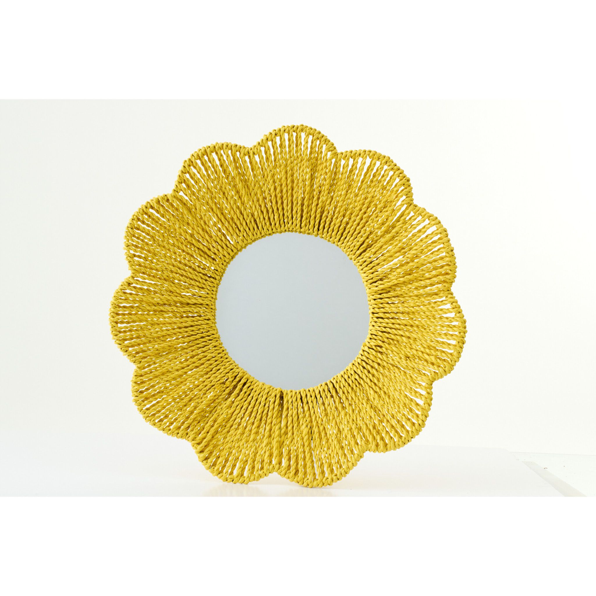 J-Line Miroir Mural - rotin - jaune