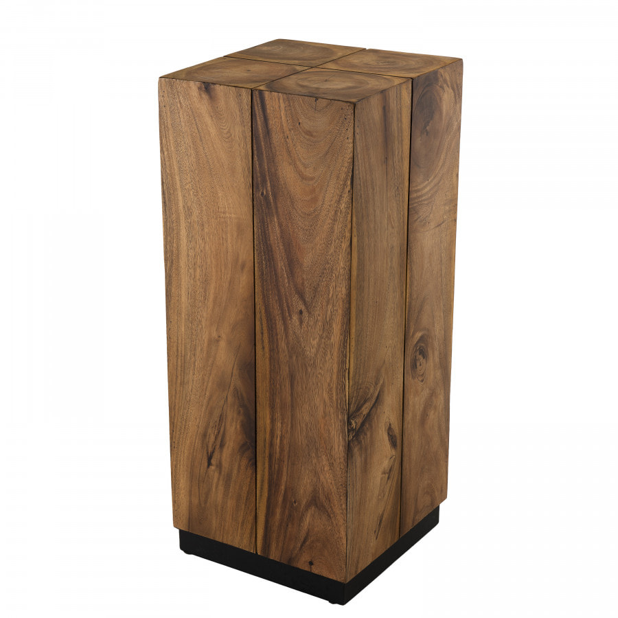 SUZY - Table d'appoint carrée haute 38x38cm bois Suar piètement noir