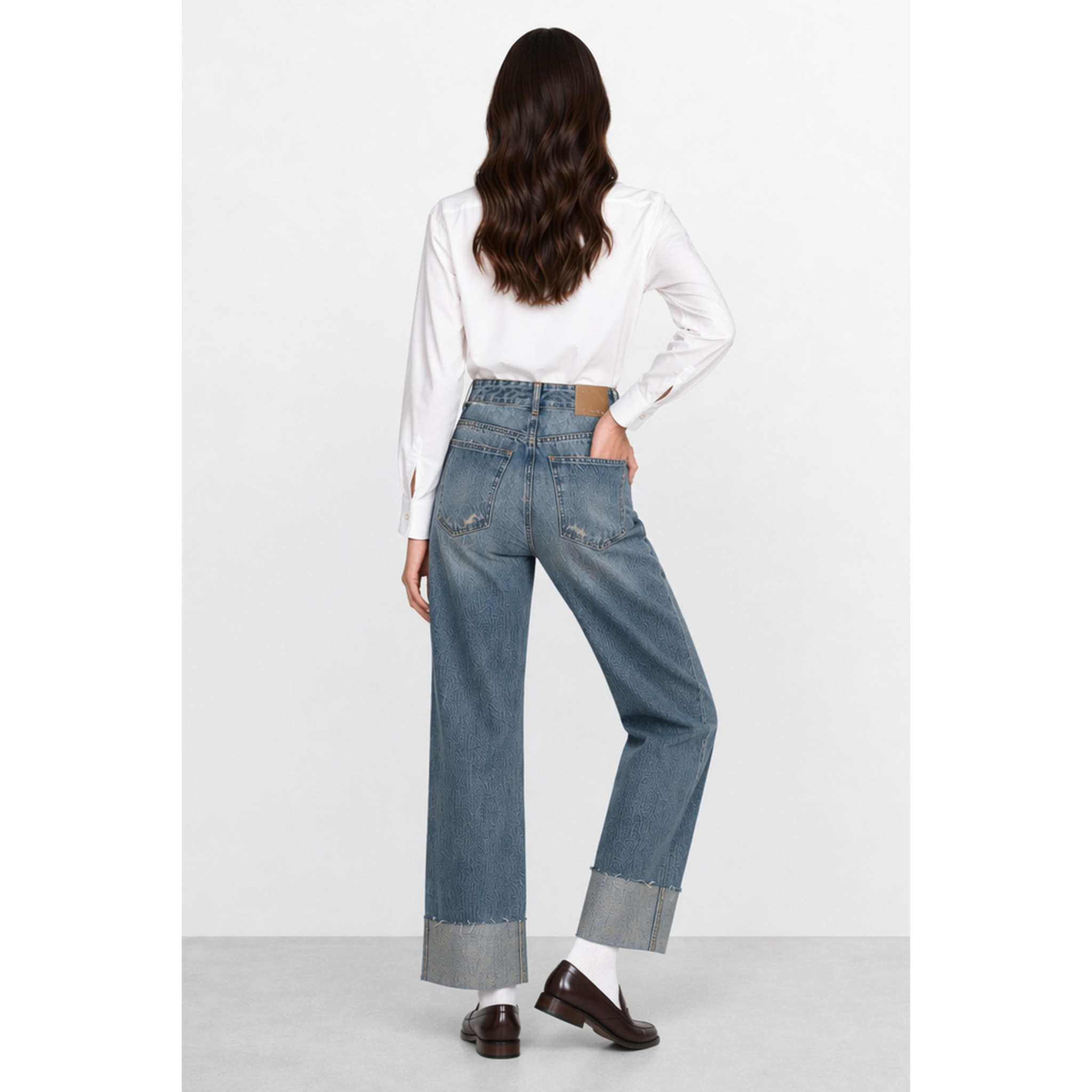 Kocca - Jeans da donna in cotone a vita alta con gamba larga Donna