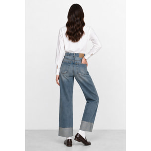 Kocca - Jeans da donna in cotone a vita alta con gamba larga Donna