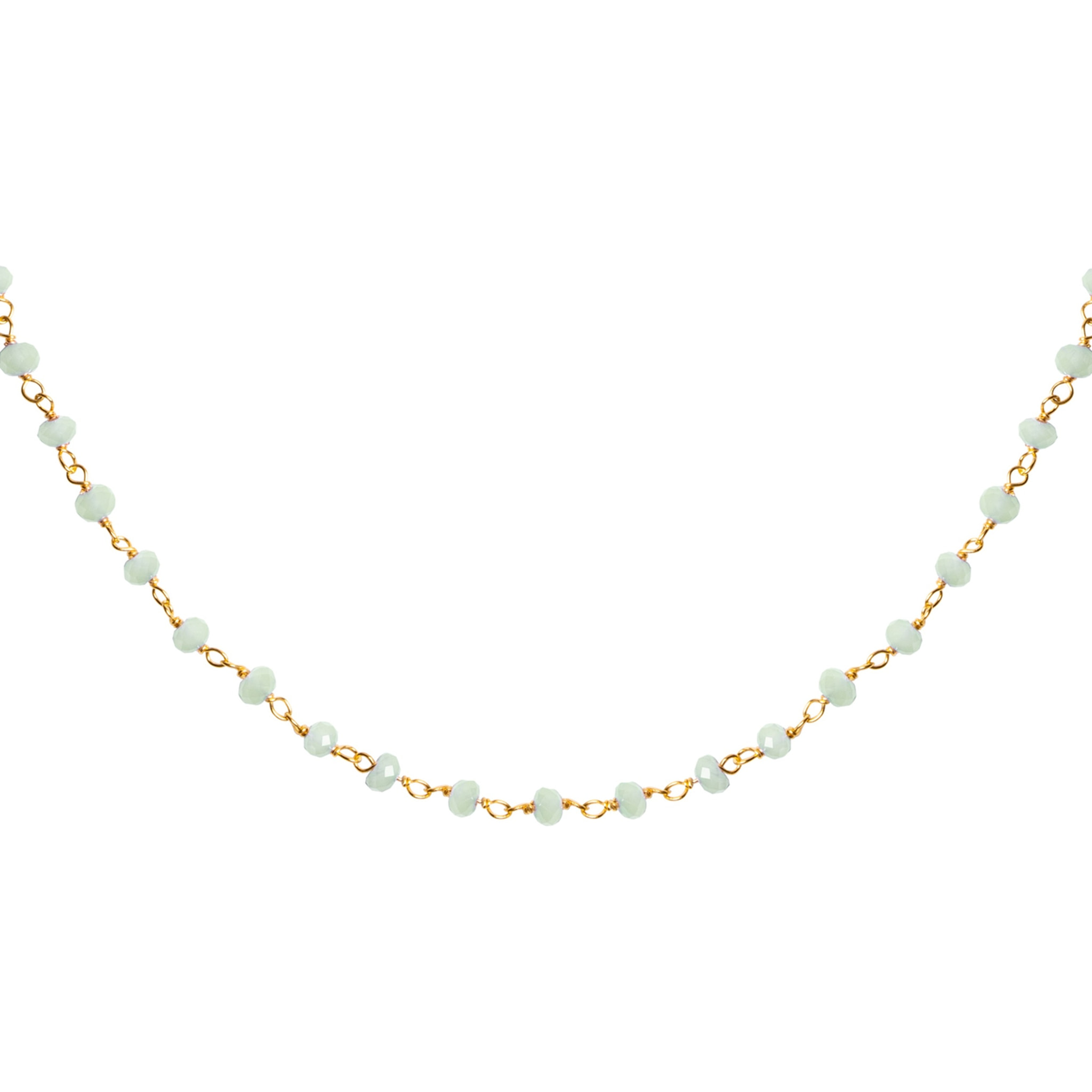 Collar Crystals Jade Plata Baño Oro