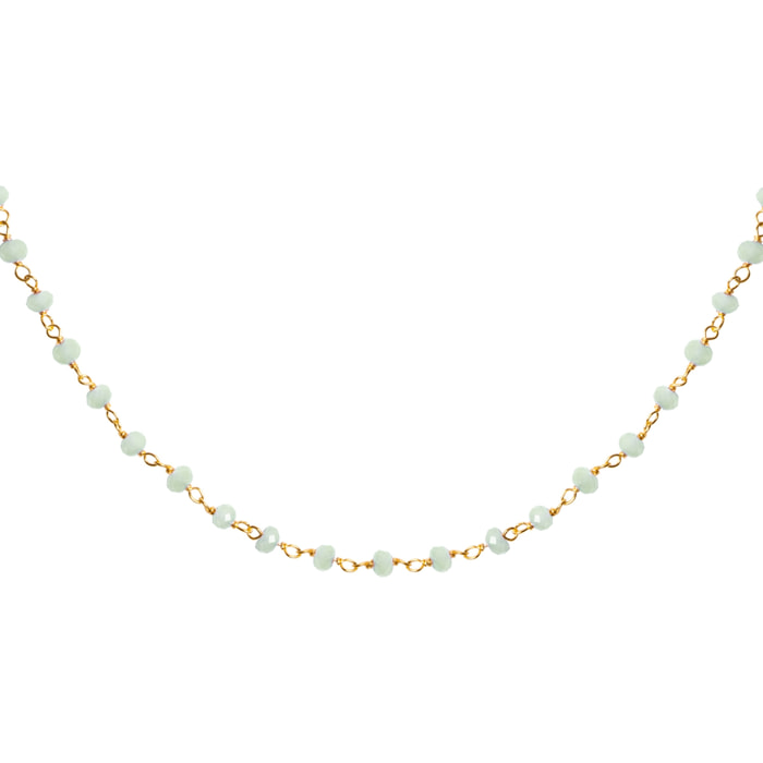 Collar Crystals Jade Plata Baño Oro
