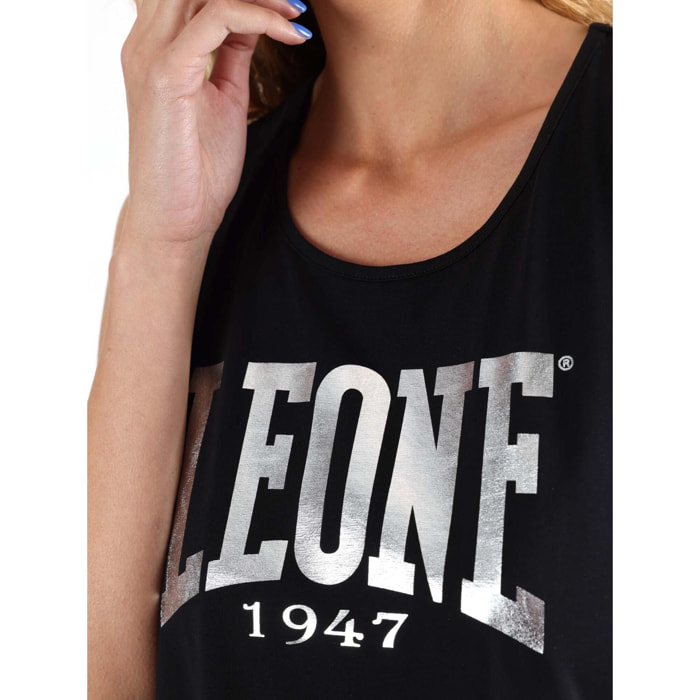 Camiseta de tirantes de algodón para mujer Leone 1947 Apparel con logo grande. Ideal para entrenar.