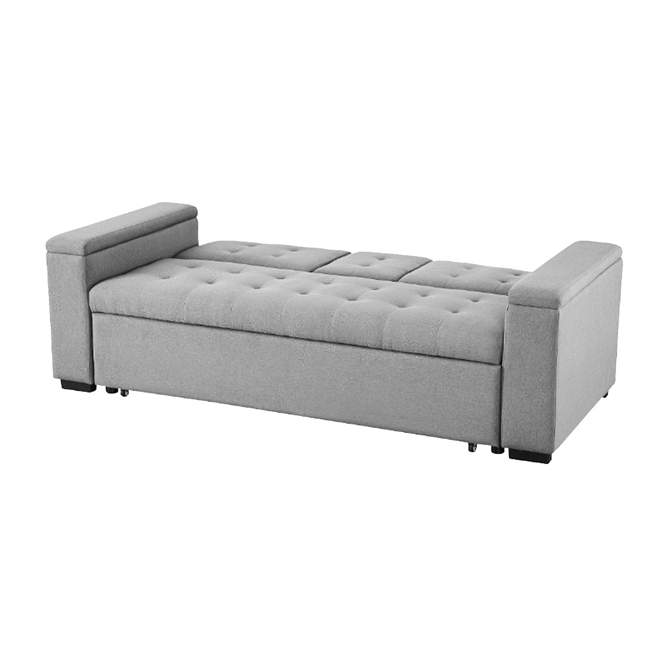 TILIA Canapé convertible 3 places en tissu gris clair
