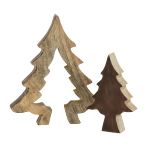 J-Line décoration Sapin de Noël Puzzle - bois - marron/naturel - small