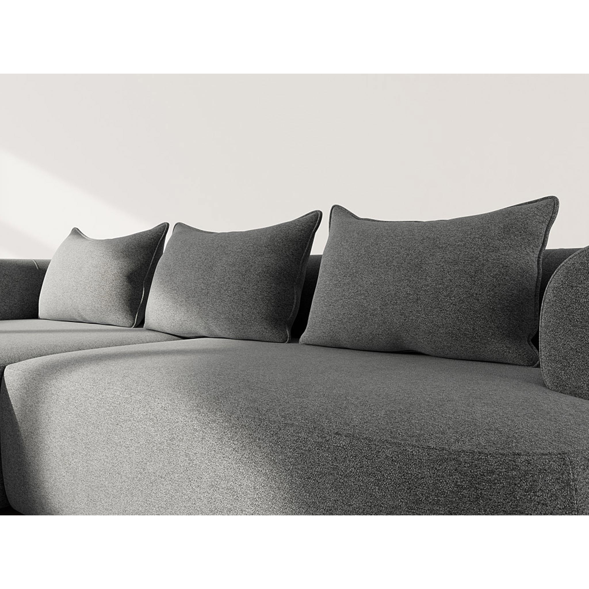 Angela - canapé d'angle gauche 4 places en velours texturé - Noir