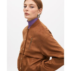 Giacca bomber in camoscio con dettaglio tasche