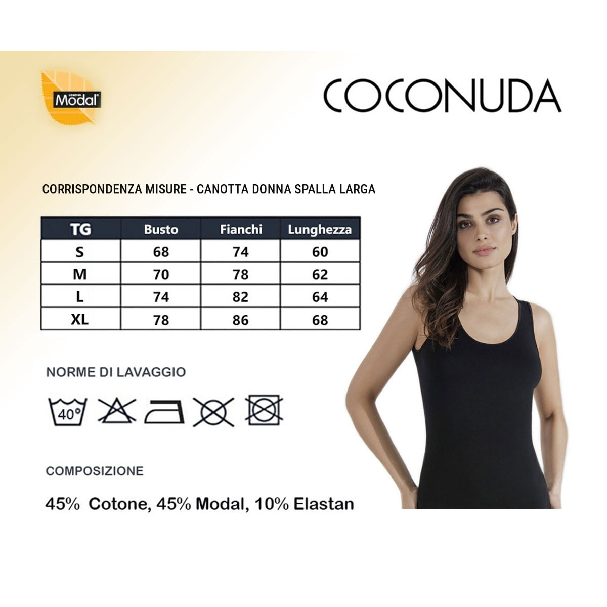 3 Canotte da Donna Coconuda Art. CN101 Spalla Larga