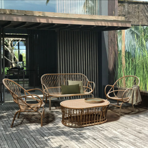 SALON DE JARDIN EN ROTIN SYNTHETIQUE STRUCTURE ALUMINIUM CAYMAN