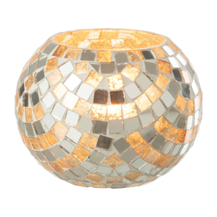 J-Line bougeoir Mosaic - verre - argent/or - small