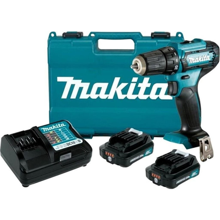 Taladro/atornillador 12 V CXT Li-Ion 2 Ah BL1021B Ø 10 mm MAKITA - 2 baterías, cargador, maletín - DF333DWAE