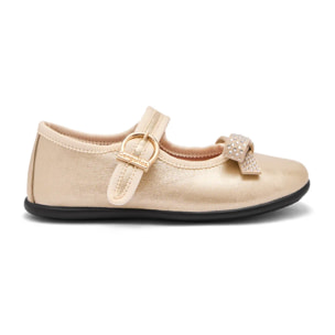 Merceditas de Niña con Hebilla Oro Bow Mary Janes