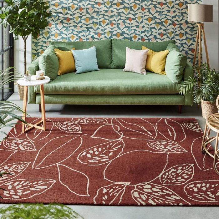 Tapis salon et chambre fait à la main en laine motif floral CHICDOUE