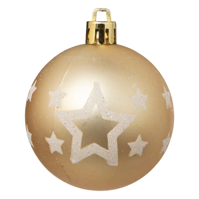 Boules de Noël "Colorama de Noël" lot de 25 en plastique D6cm or blanc