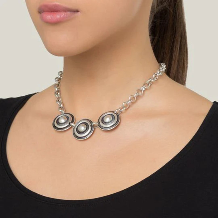 Gargantilla collar plata chapado Saturno 40cm plata