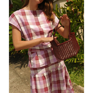 Blusa con lazada y fajín de mujer