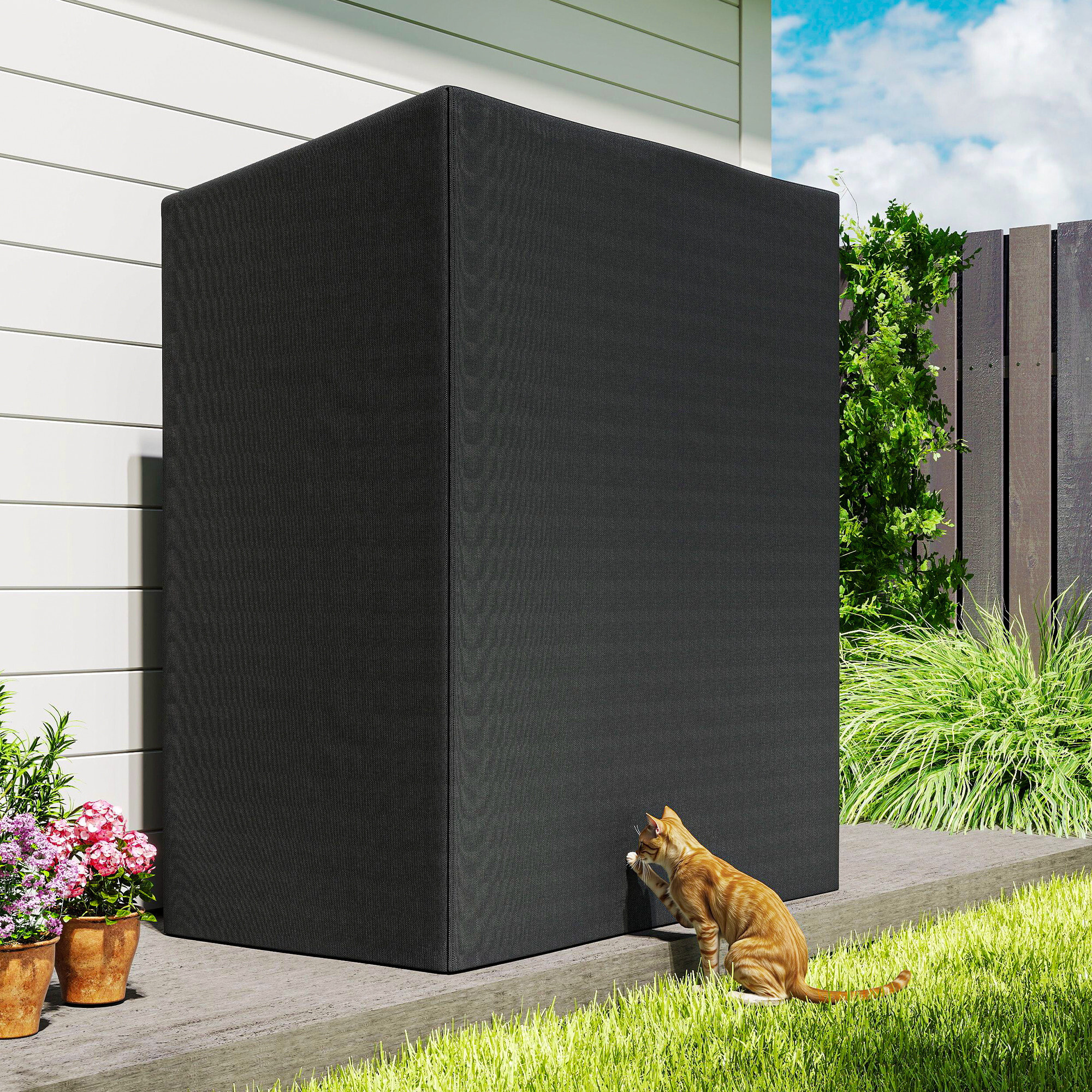 Estante de Leña Metálico, 140x70x154 cm, Leñero Exterior con Cubierta Impermeable 600D Oxford, Marco de Acero, Soporte para Leña de Chimenea, Carga 300 kg, para Jardín, Terraza