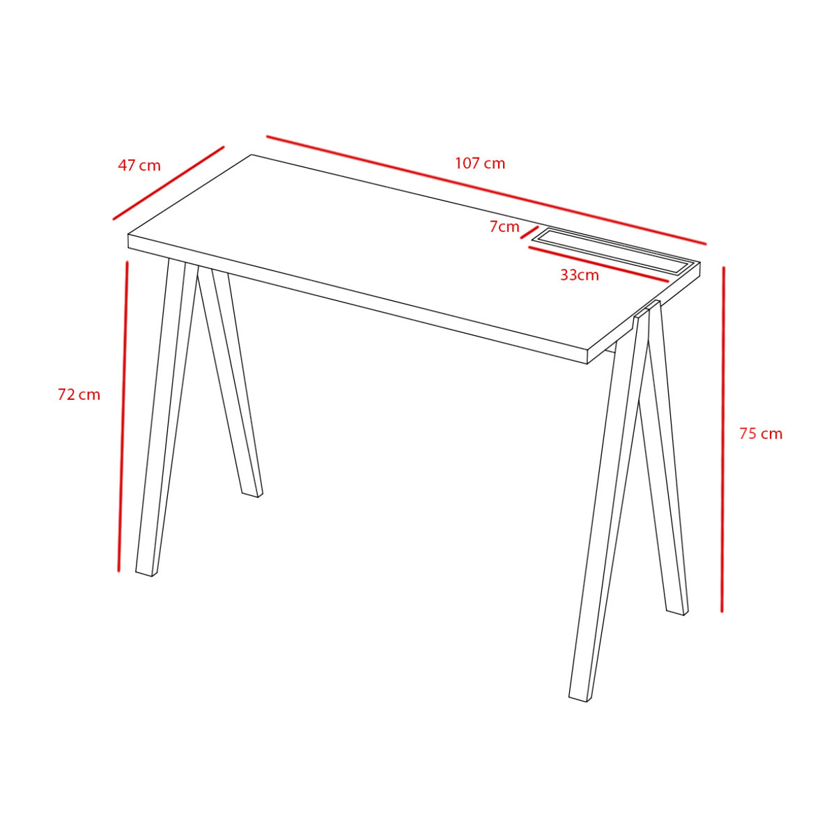 Escritorio Colmar blanco y grafito 78x107x49 cm