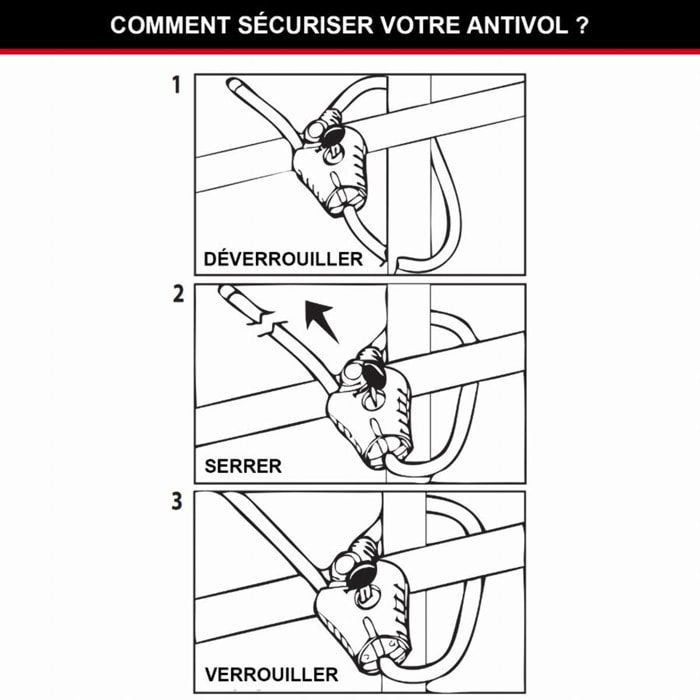 Câble de verrouillage ajustable Python™ MASTERLOCK L 1,8 m x Ø8 mm - Noir - 8418EURD