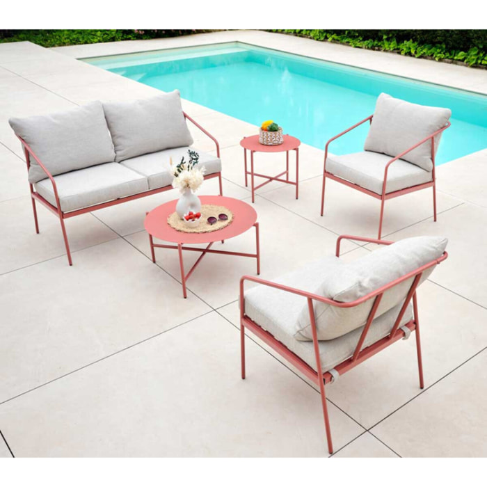 Salon de jardin en acier - 4 places - terracotta - CAP FERRET