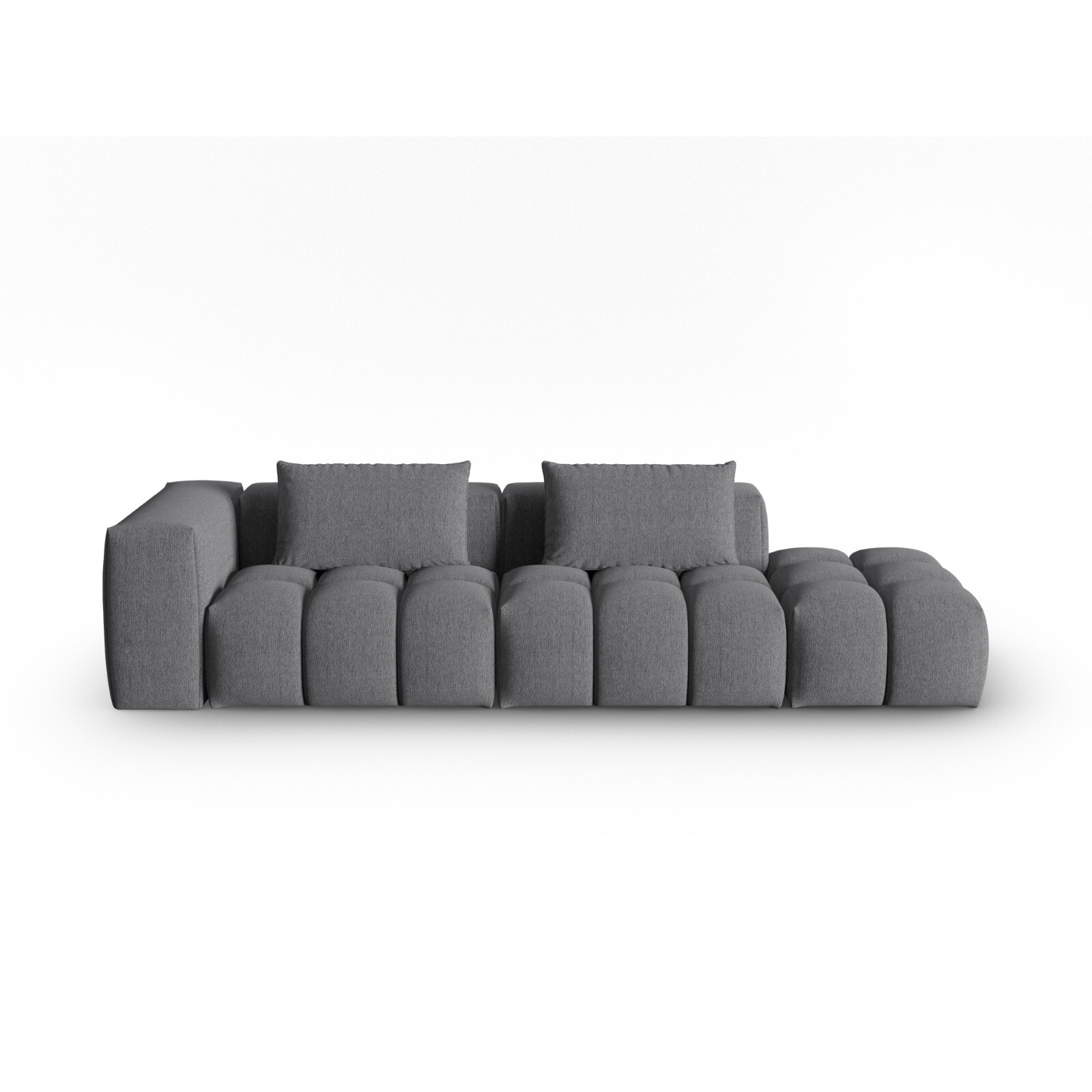 Canapé modulable droit "Lorella" 3 places en tissu structurel gris