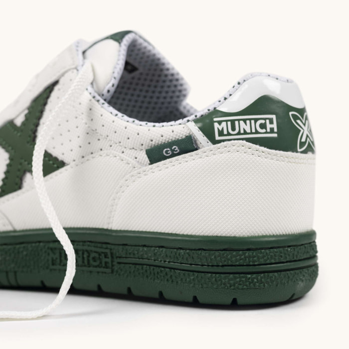 Zapatilla de Fútbol Sala Infantil Blanca y Verde MUNICH G-3 KID 450