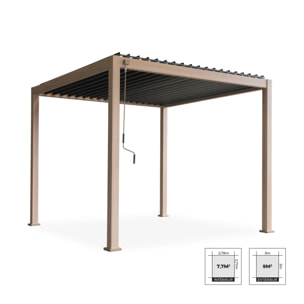 Pergola bioclimatique aluminium coloris bois Triomphe 3x3 m lames orientables