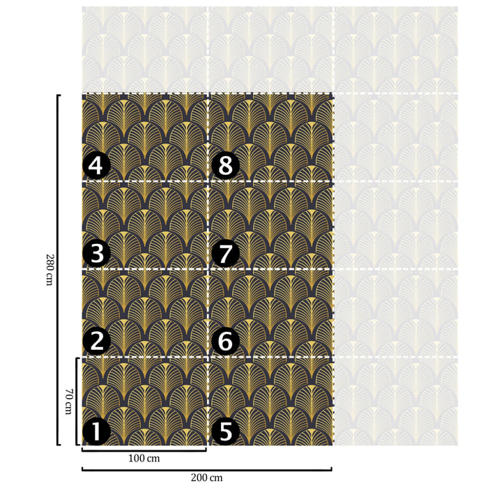Carta da Parati Art Déco Anni '30 Nera e Oro