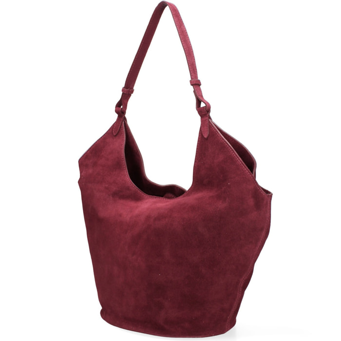 Borsa a spalla da donna - Modello Lisboa - Pelle Scamosciata - 27.0 x 38.0 x 21.5 cm