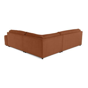 Garance - canapé modulable d'angle gauche - 6 places - en velours côtelé - Terracotta