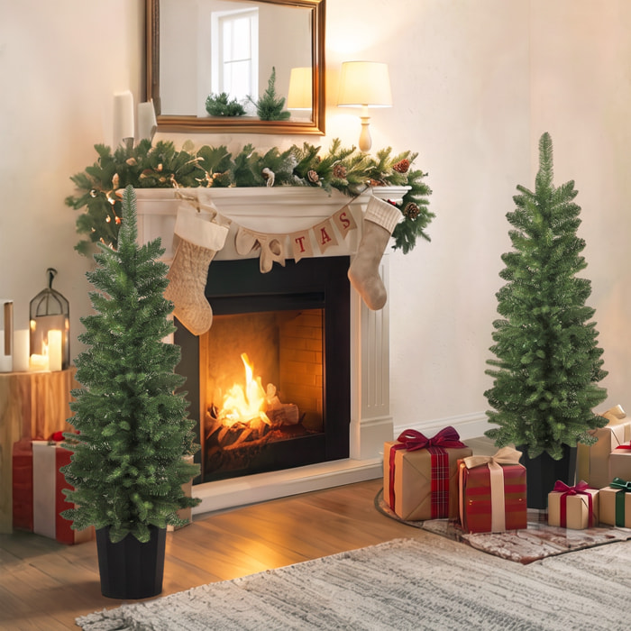 HOMCOM Juego de 2 Árboles de Navidad 120 cm, Árbol de Navidad Artificial con 170 Ramas y Base Tipo Maceta de Vivero, Montaje Rápido, Decoración Navideña para Salón, Interior, Verde