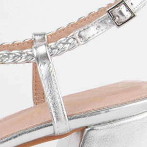 Sandalia De Tacón - Plateado - Altura: 5 Cm