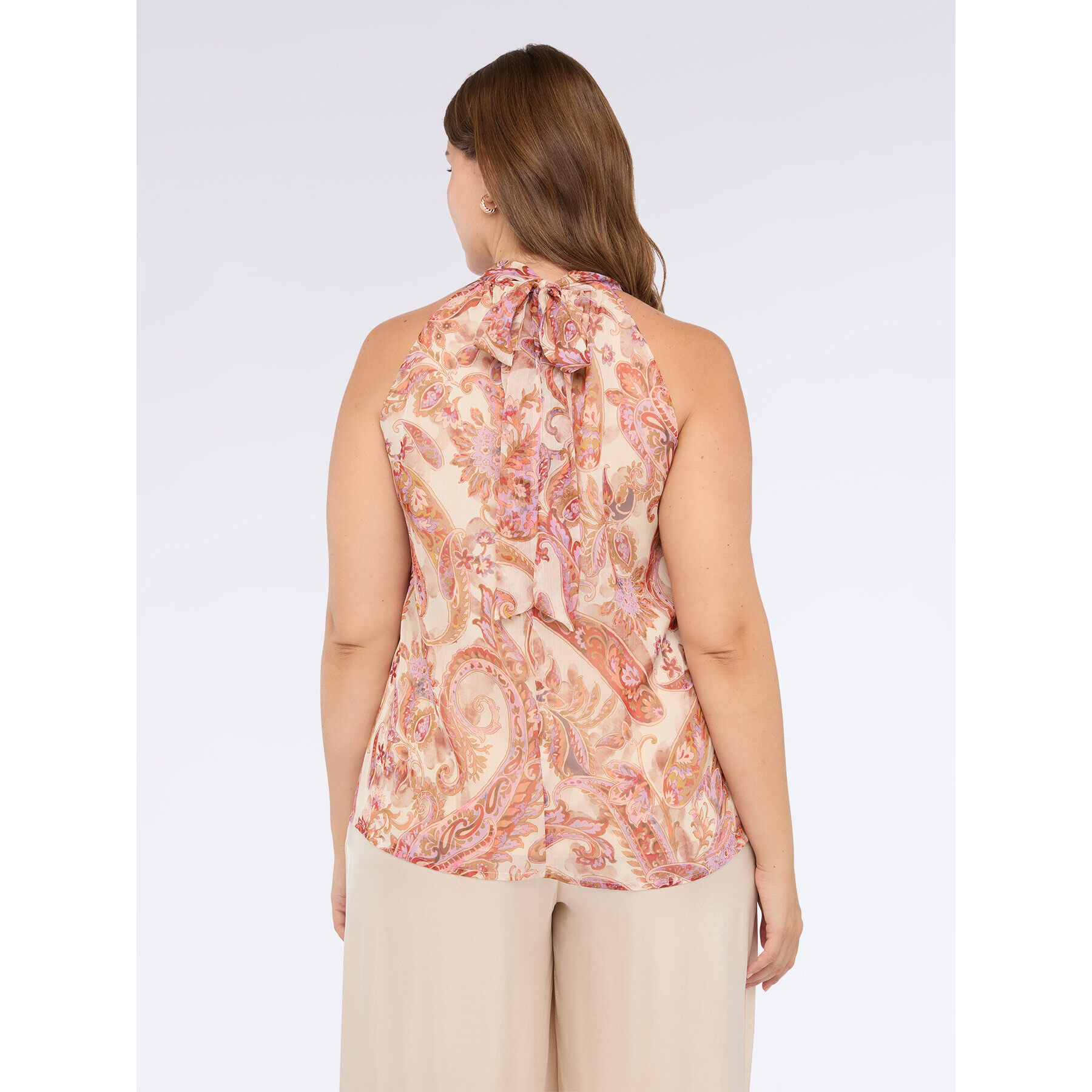 Fiorella Rubino - Top estampado de cachemir en crepé - Rosa