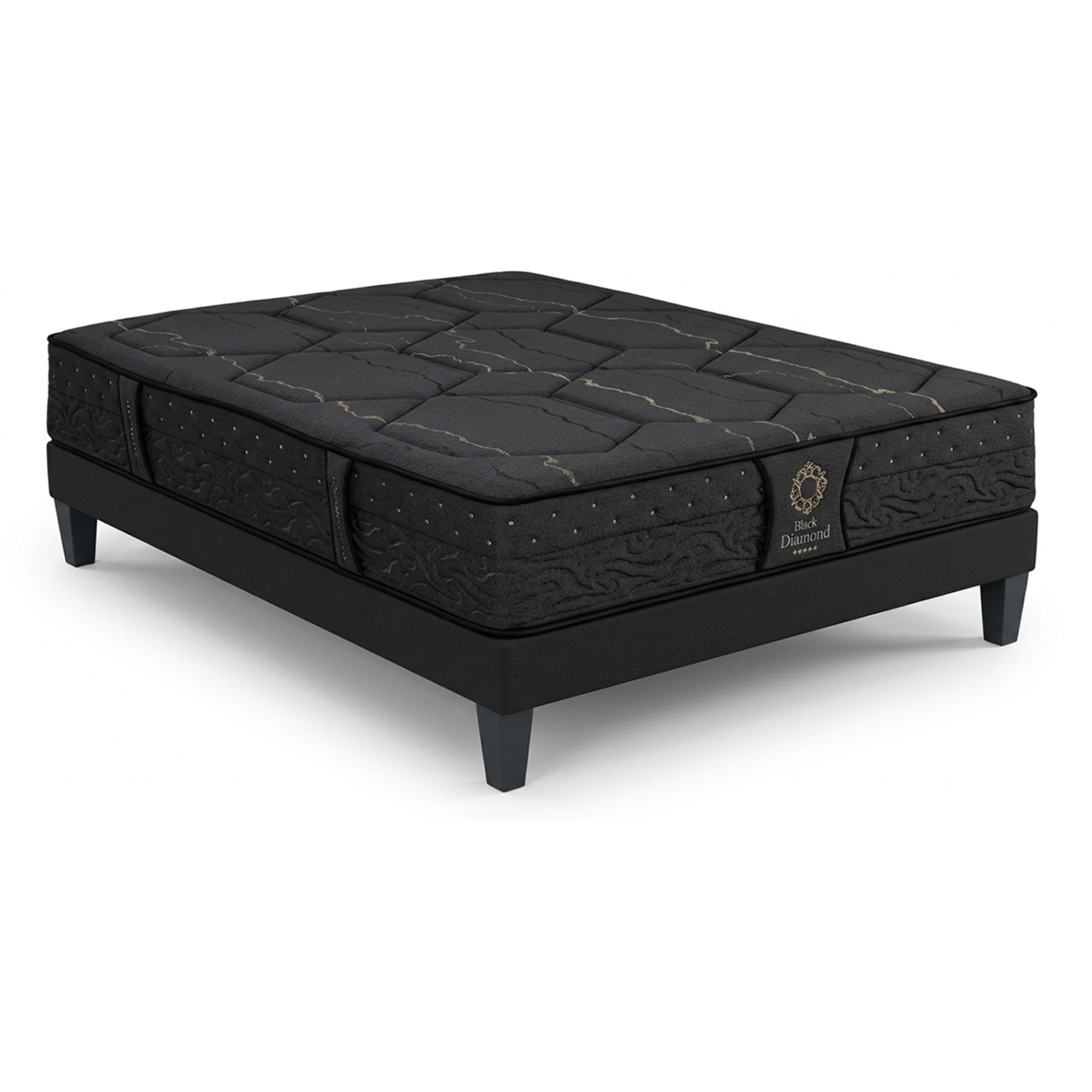 Ensemble Black Diamond 2 places | Ressorts + Accueil Memoire de forme avec sommier en bois