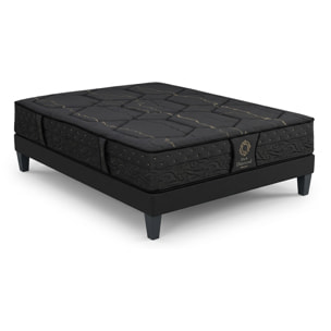 Ensemble Black Diamond 2 places | Ressorts + Accueil Memoire de forme avec sommier en bois