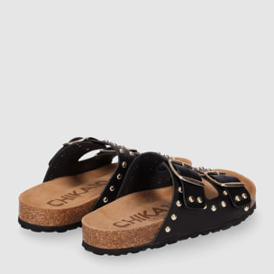 Sandalias de Piel - Negro - Tacón: