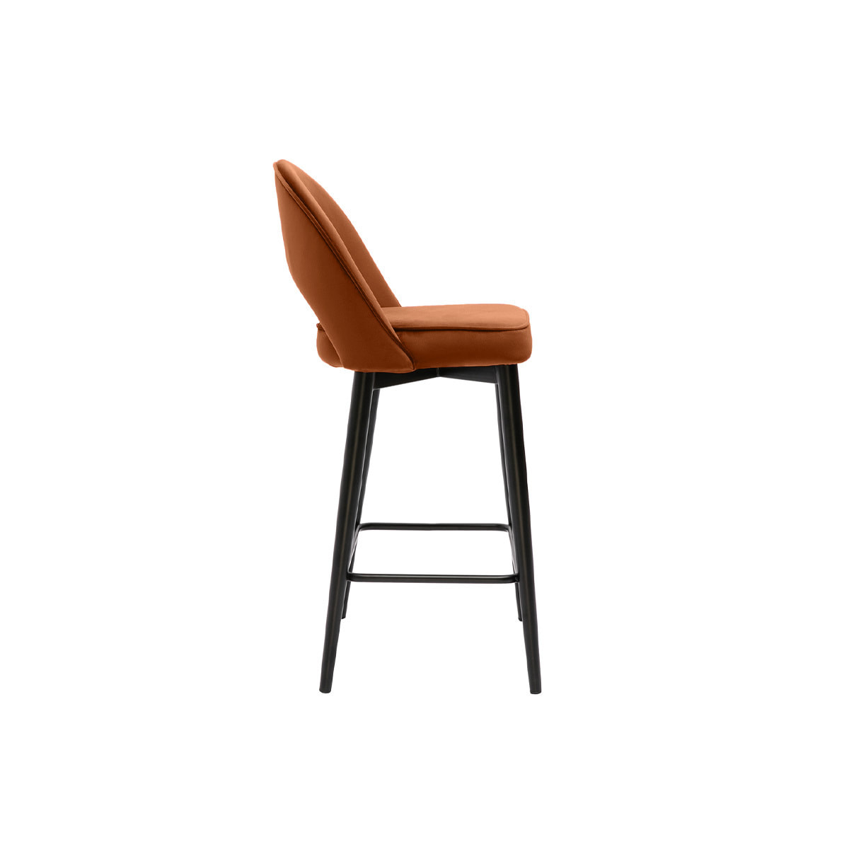 Tabouret de bar design en velours terre brûlée et métal H69 cm BELLEROSE