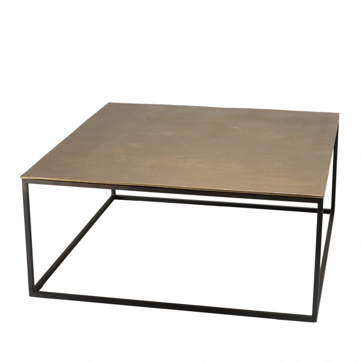 JONAS - Table basse carrée 90x90cm aluminium doré et noir pieds métal