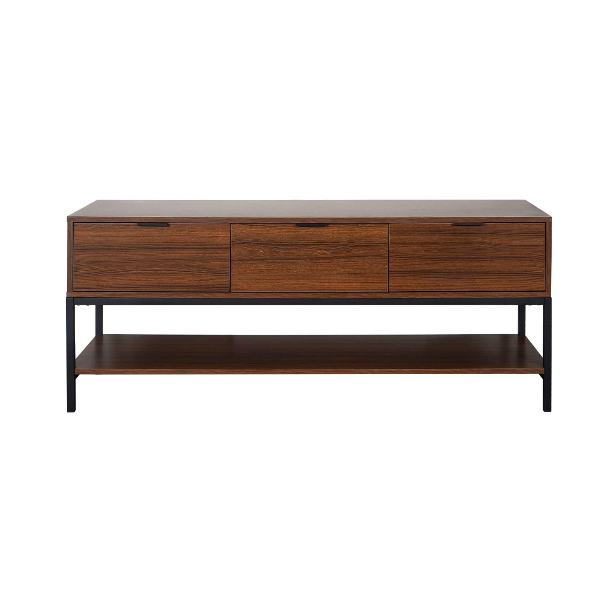 Meuble TV décor noyer 3 tiroirs 130cm WALNUT