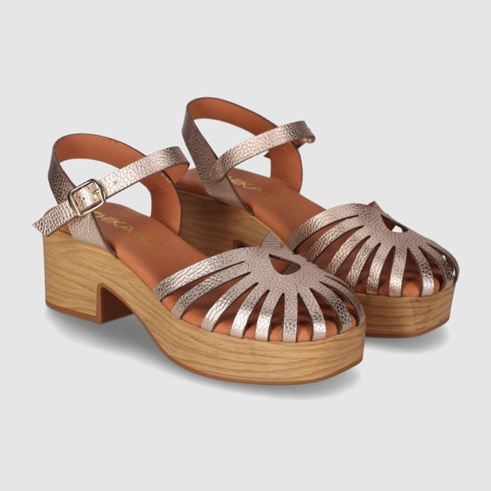 Sandalias de Piel - Oro - Tacón: 6 cm