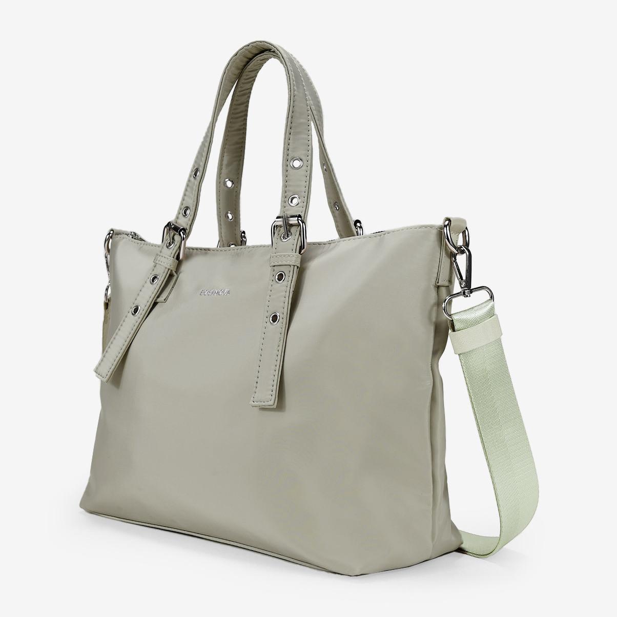 Bolso shopper verde con hebillas