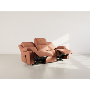 Armand - Canapé 3 places relax électrique en velours côtelé - Terracotta