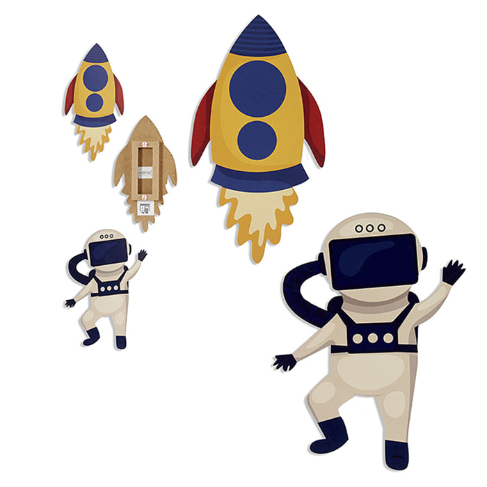 Silhouette parete design spaziale 40cm. 2 design casuali