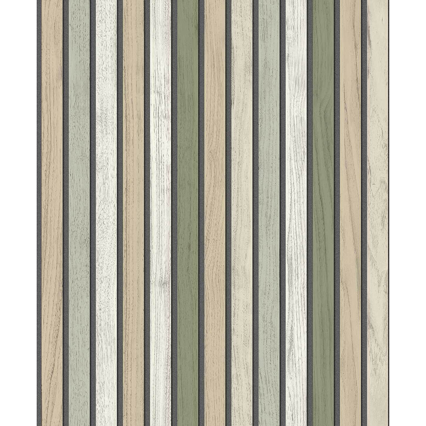 Papier peint lattes bois beige sable