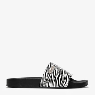 Sandalias Mujer Estilo Chancla Pala Slide Blanco Zebra D.Franklin