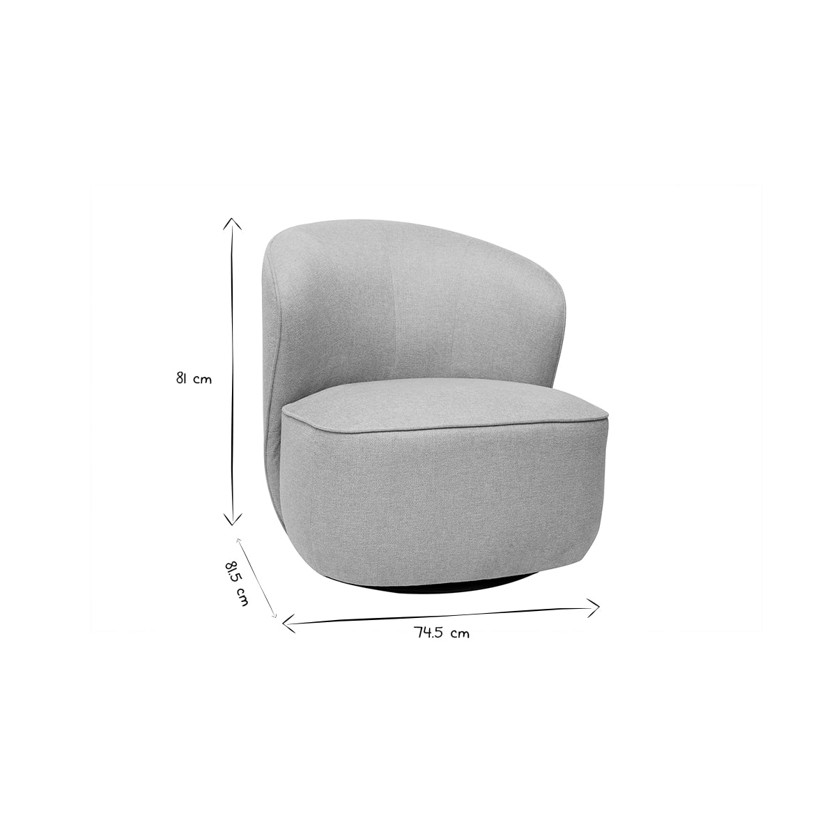 Fauteuil design pivotant en tissu effet velours texturé beige AMBER