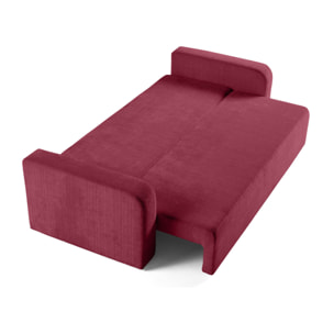 Miro - canapé droit 3 places - convertible avec coffre - en velours texturé - Prune